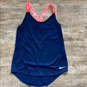 Nike tank! Navy with neon pink straps. XS.
